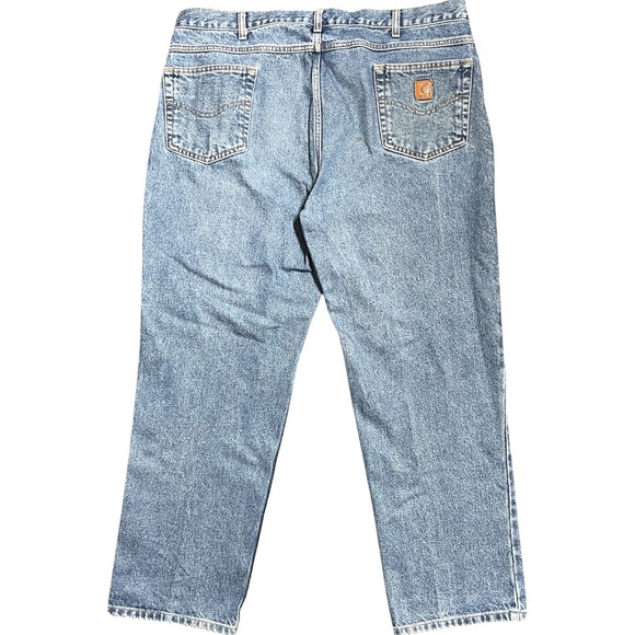 Carhartt Mens Jeans B180 BST‎ Straight Fit Blue Denim Work Pants Size 42x30 - Picture 2 of 9